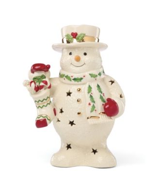 Happy Holly Days Snowman & Stocking Light-Up Figurine