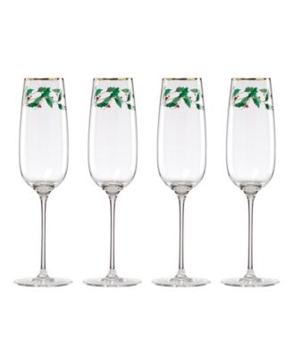Holiday Decal Flute Glasses, Set of 4 image