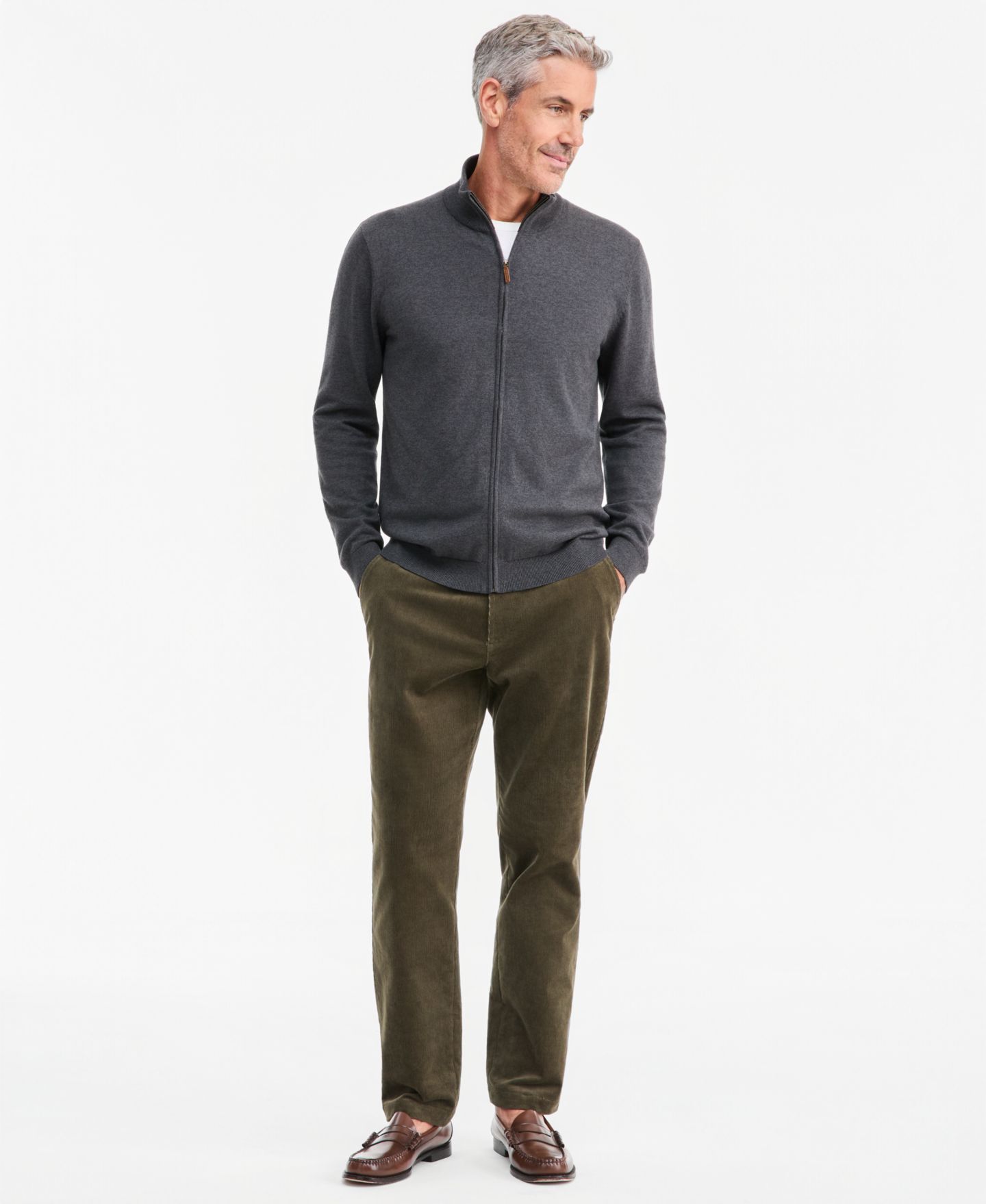 Мужской свитер Club Room Supima Cotton Full-Zip, цвет: Угольный — фото 2