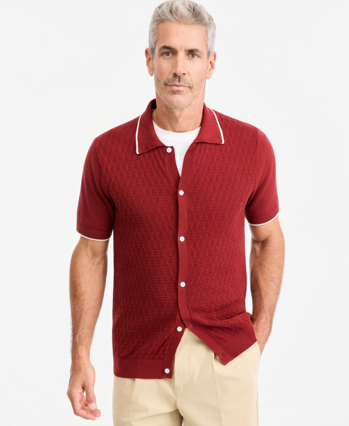 Club Room Men's Cable Knit Sweater Polo Shirt, Macy's Exclusive