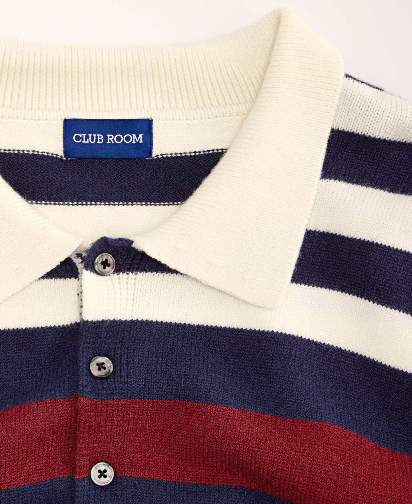 Мужской свитер Club Room Long-Sleeve Striped Polo Sweater, цвет: Тёмно-синий — фото 5