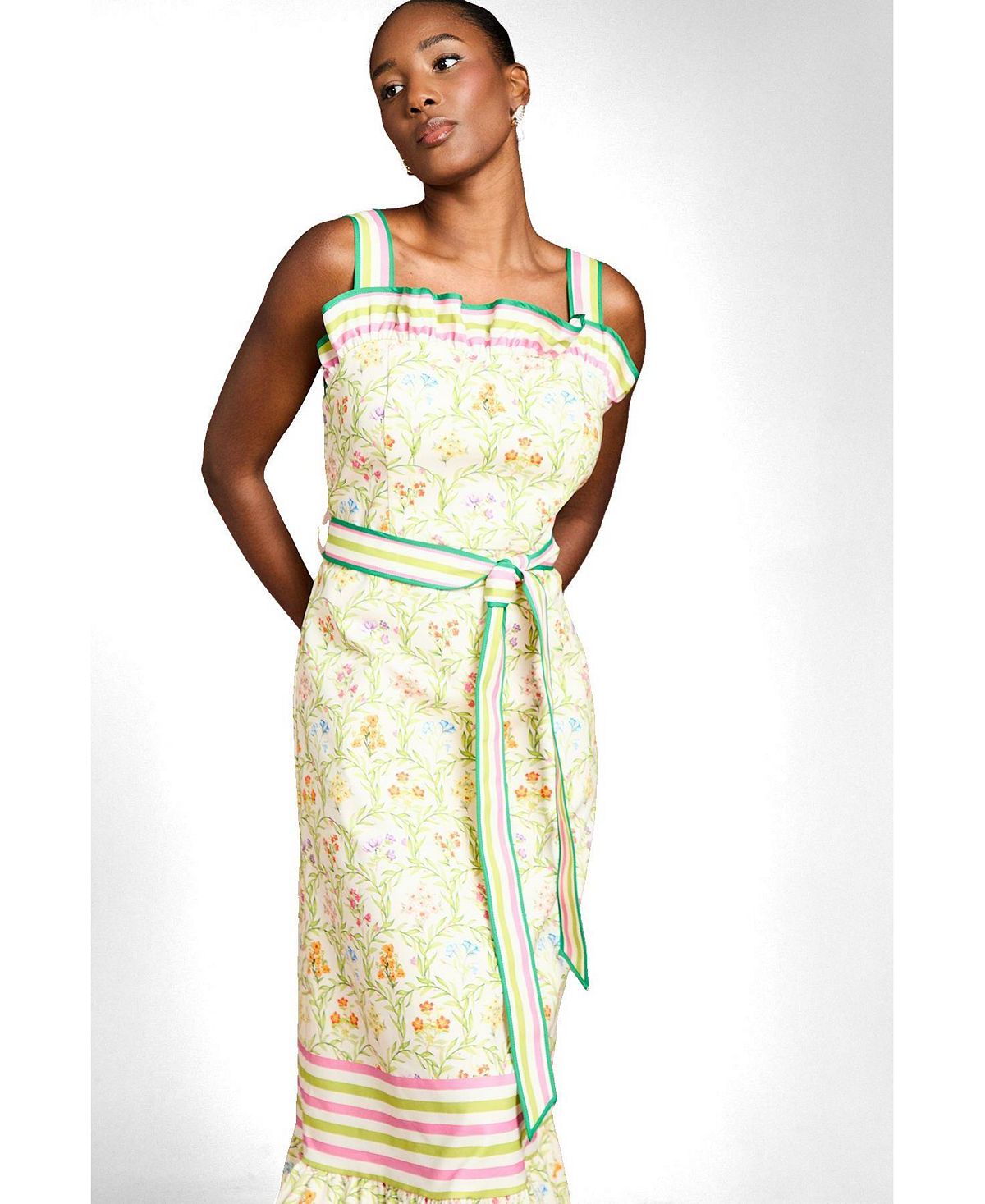 Coast Women's Printed Ruffle Midi Dress view 2 — MAYCSS fashion products