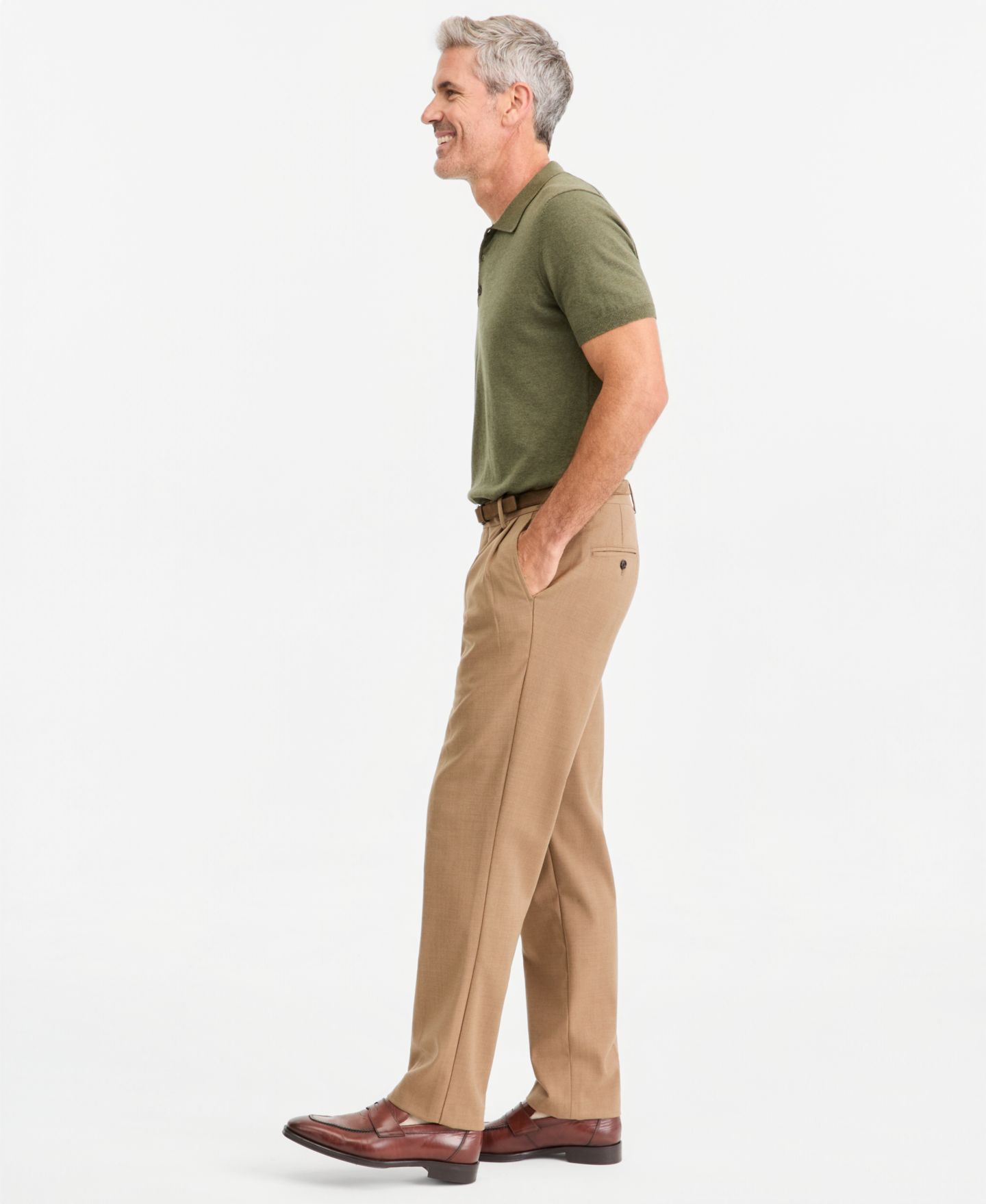 Мужские брюки Club Room Regular-Fit Pleated Stretch Dress Pants, цвет: Коричневый — фото 3