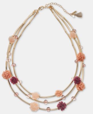 Flower Layered Collar Necklace, 16" + 3" extender