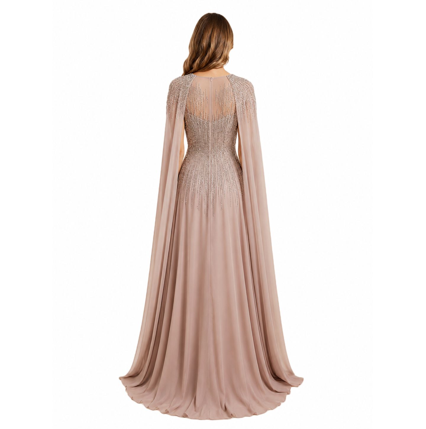 Женские платья Lara Chiffon A-line Long Gown with Long Cape Sleeves, цвет: Пыльный фиолетовый — фото 2