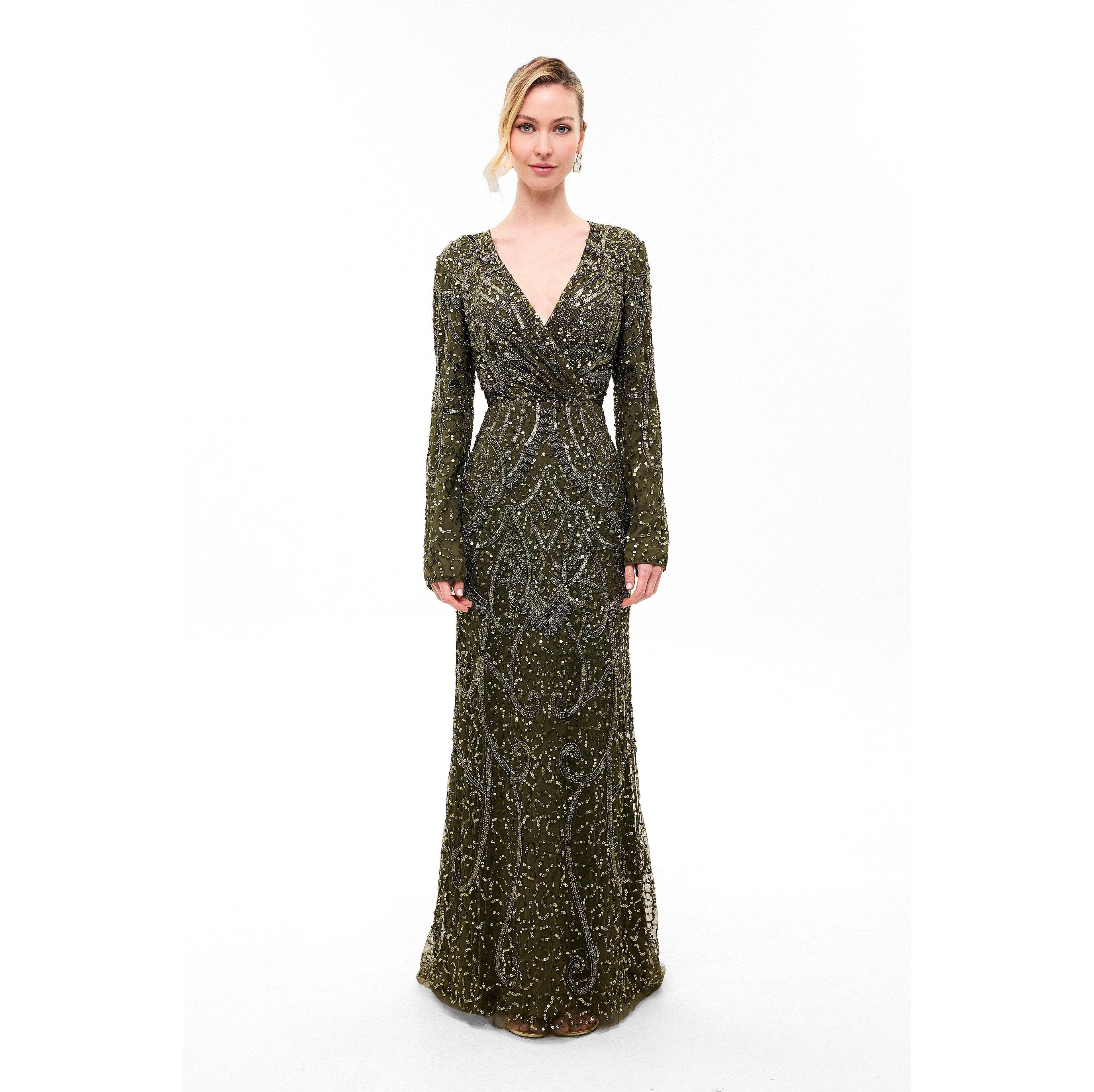 Beauut Women's Embellished Sequin Abstract Gown