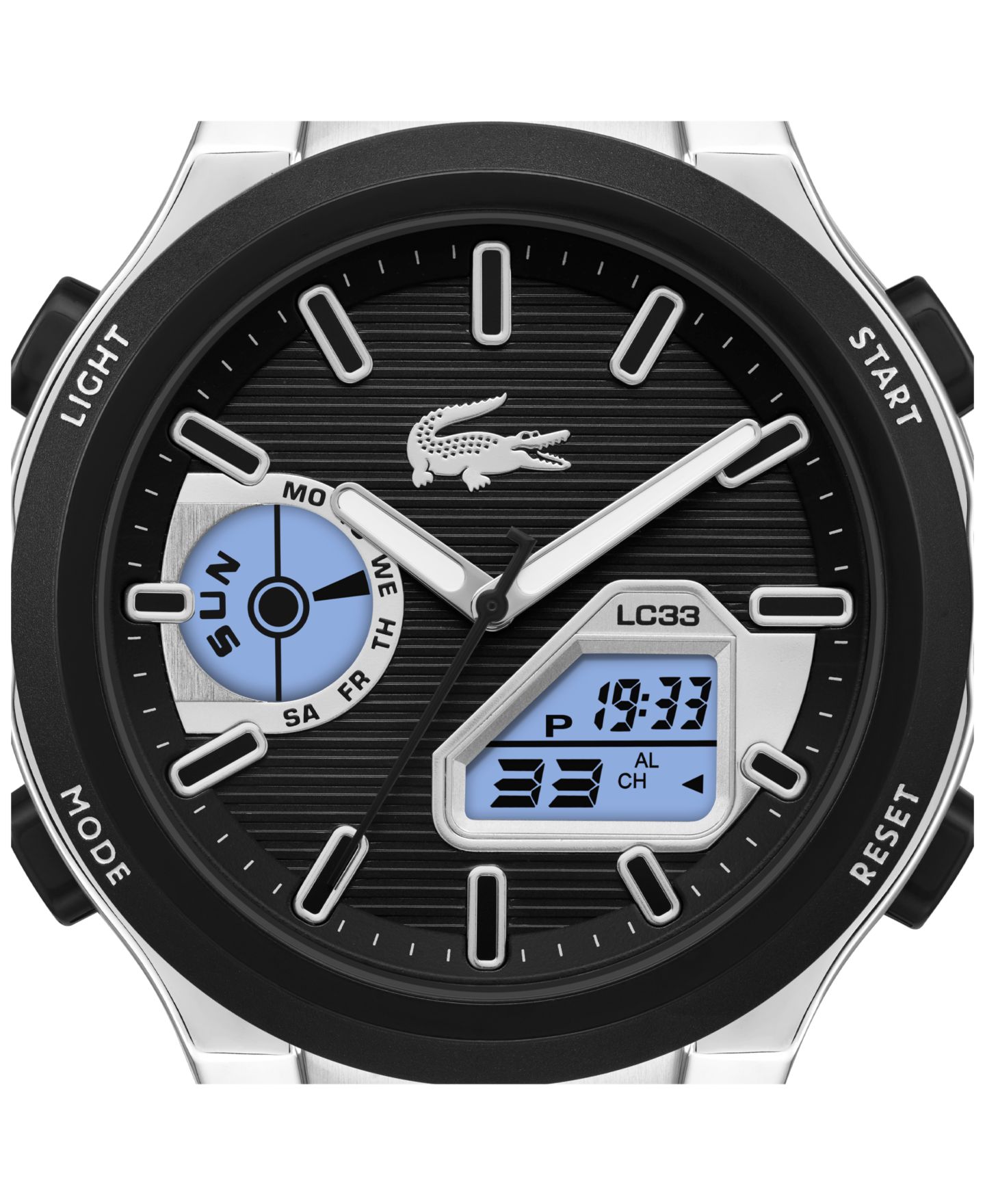 Мужские часы Lacoste Quartz LC33 Black Silicone Strap Watch 44.8mm — фото 6