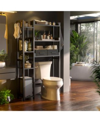 Over Toilet Storage Shelves with Fabric Drawers, Freestanding Bathroom Organizer
