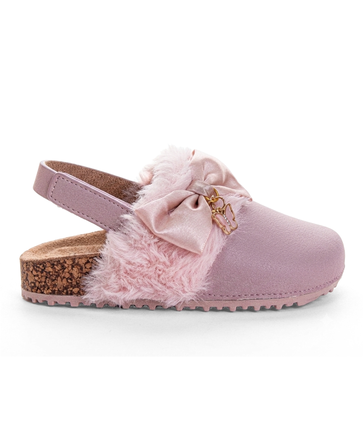 Laura Ashley Slingback Clogs – Girls Faux Fur Bow Charm Fashion Shoes with Adjustable Strap (Toddler/Little Kid)