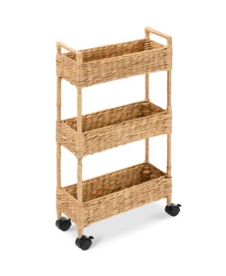 3-Tier Slim Rolling Nursery Caddy with Wheels, Utility Cart for Storage Organization
