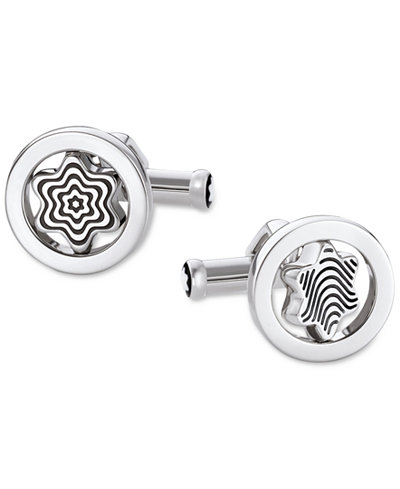 Montblanc Heritage Men's Stainless Steel and Black Lacquer Swivel Cufflinks 109992