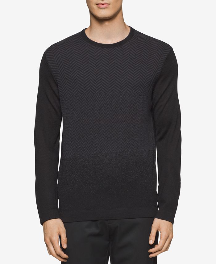 Calvin Klein Men's Merino Multi-Chevron Pattern Sweater - Macy's