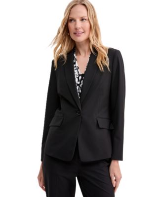Petite One-Button Notched Collar Blazer