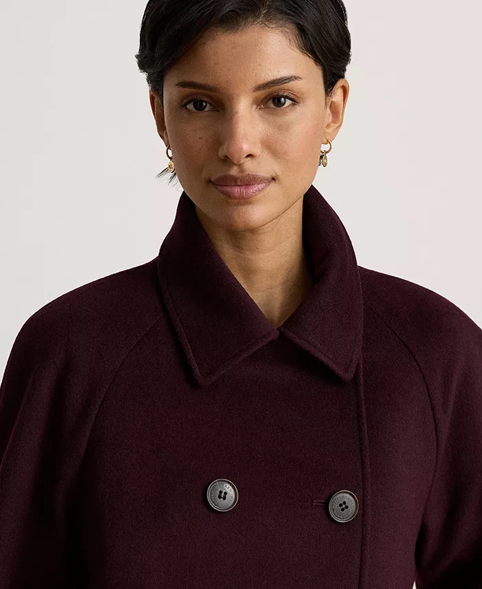 Women's Short Double Breasted Wool Coat - thumbnail 9