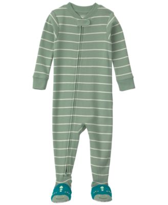 Baby Boys' Dino Striped 2-Way Zip Cotton Footed Pajama