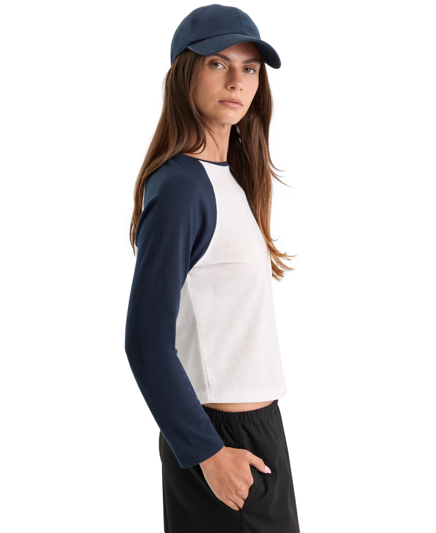 Женская футболка Good American Raglan Long-Sleeve Crewneck, цвет: Меловой — фото 4
