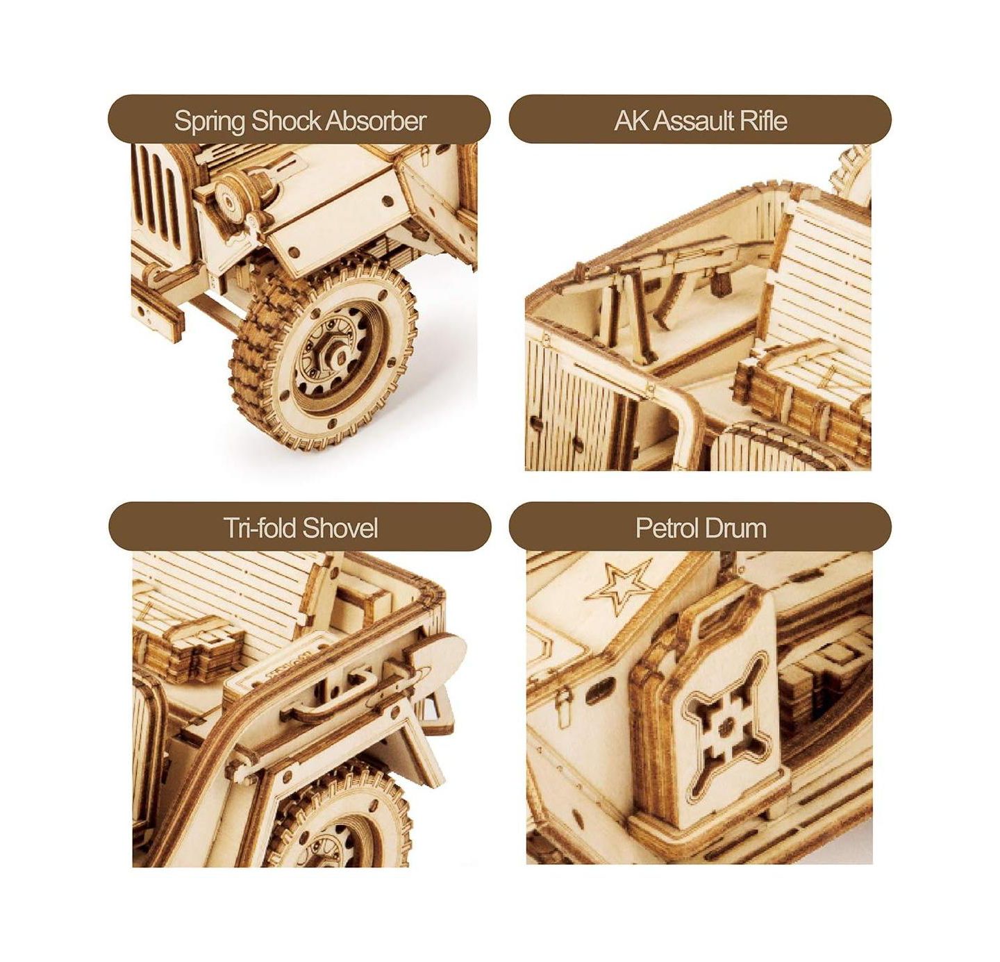 Детский конструктор Robotime Mechanical Vehicle 3D Wooden Puzzle 369-Piece Building Set, Ages 14+, цвет: Бежевый — фото 5