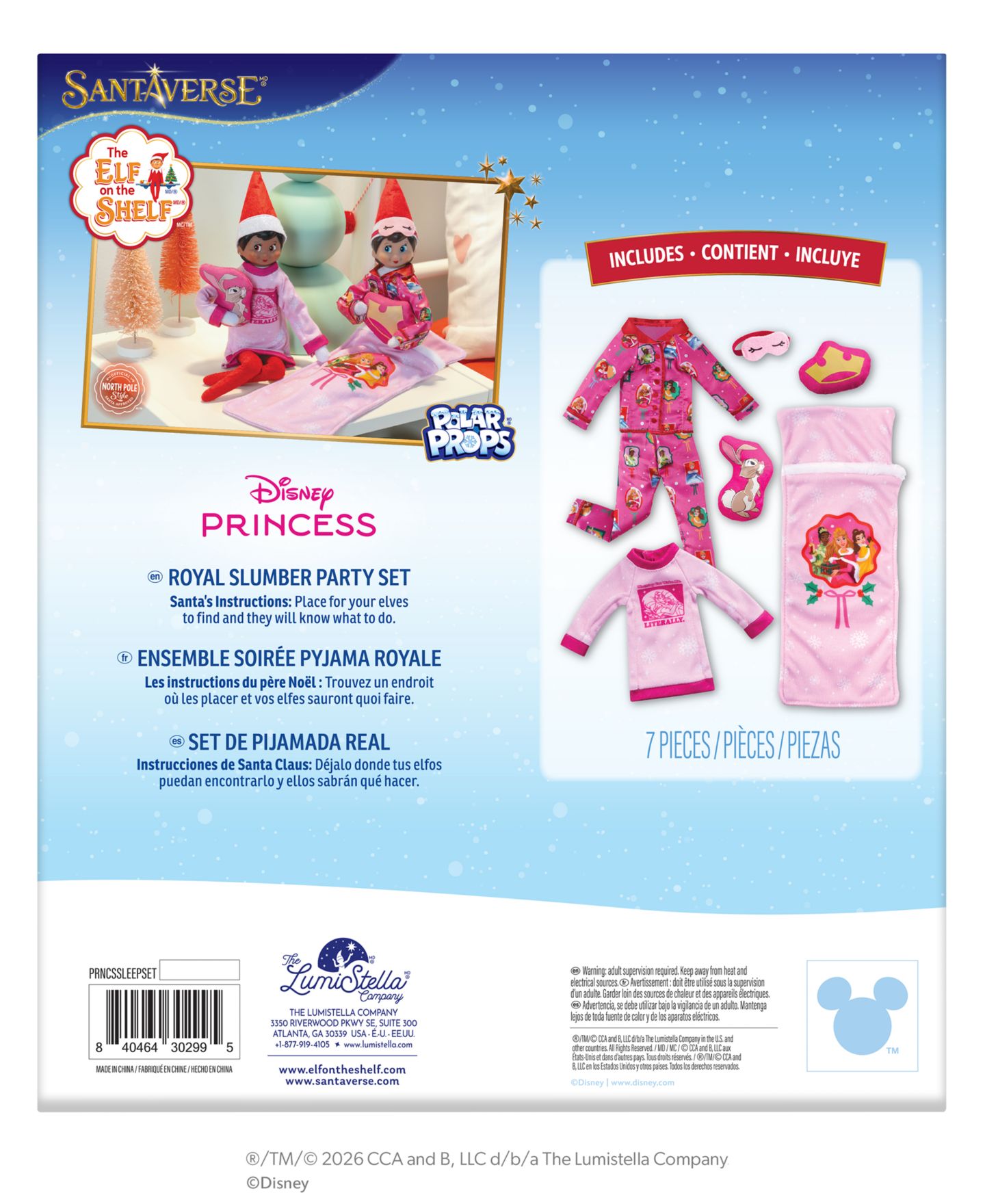 Детские куклы Elf on the Shelf Disney Princess Polar Props Royal Slumber Party Sleepover 6-Piece Doll Accessory Set, Ages 3+ — фото 2