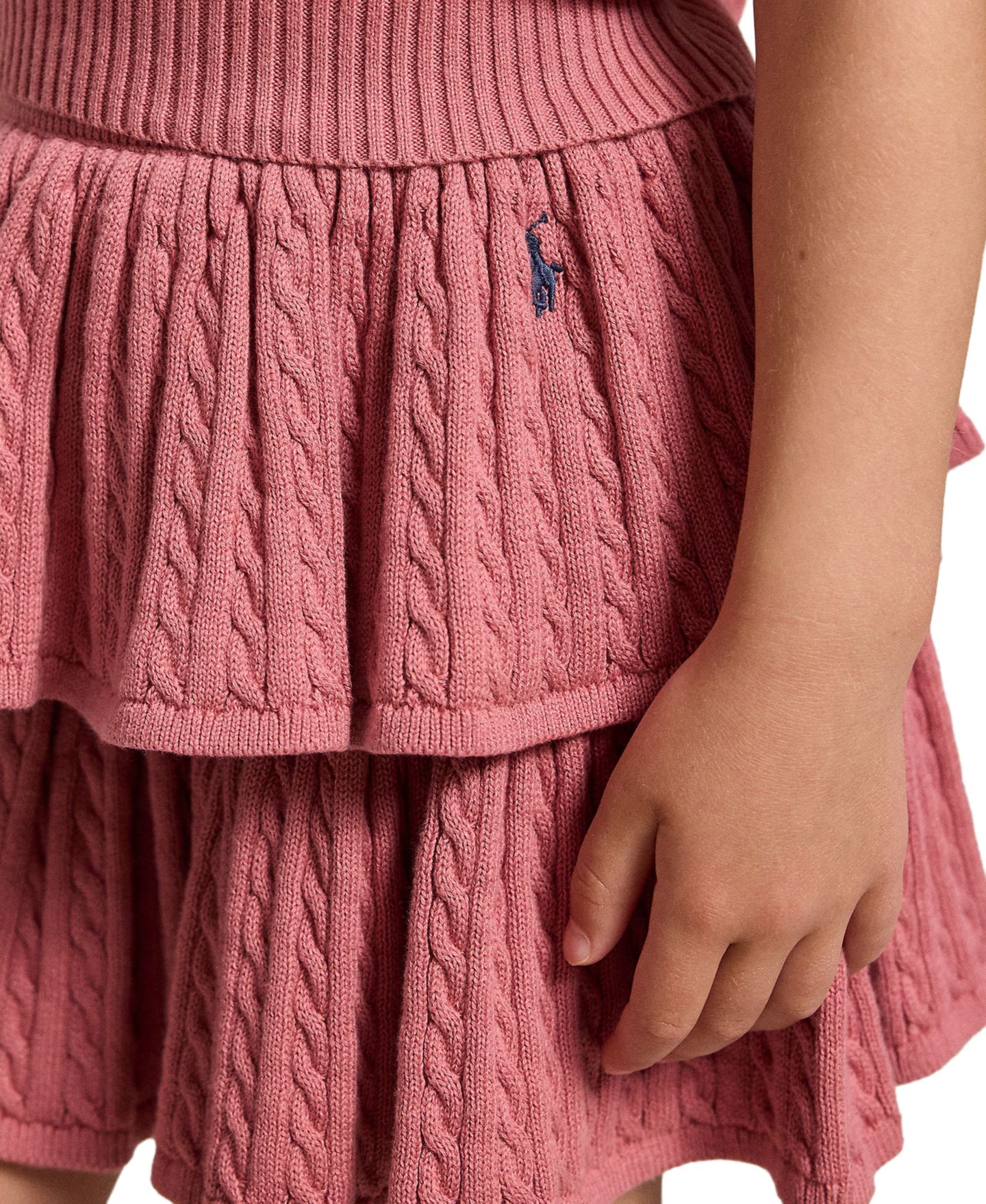 Юбка Polo Ralph Lauren Mini-Cable Tiered Cotton Skirt для девочек, цвет: Холщовый розовый — фото 3