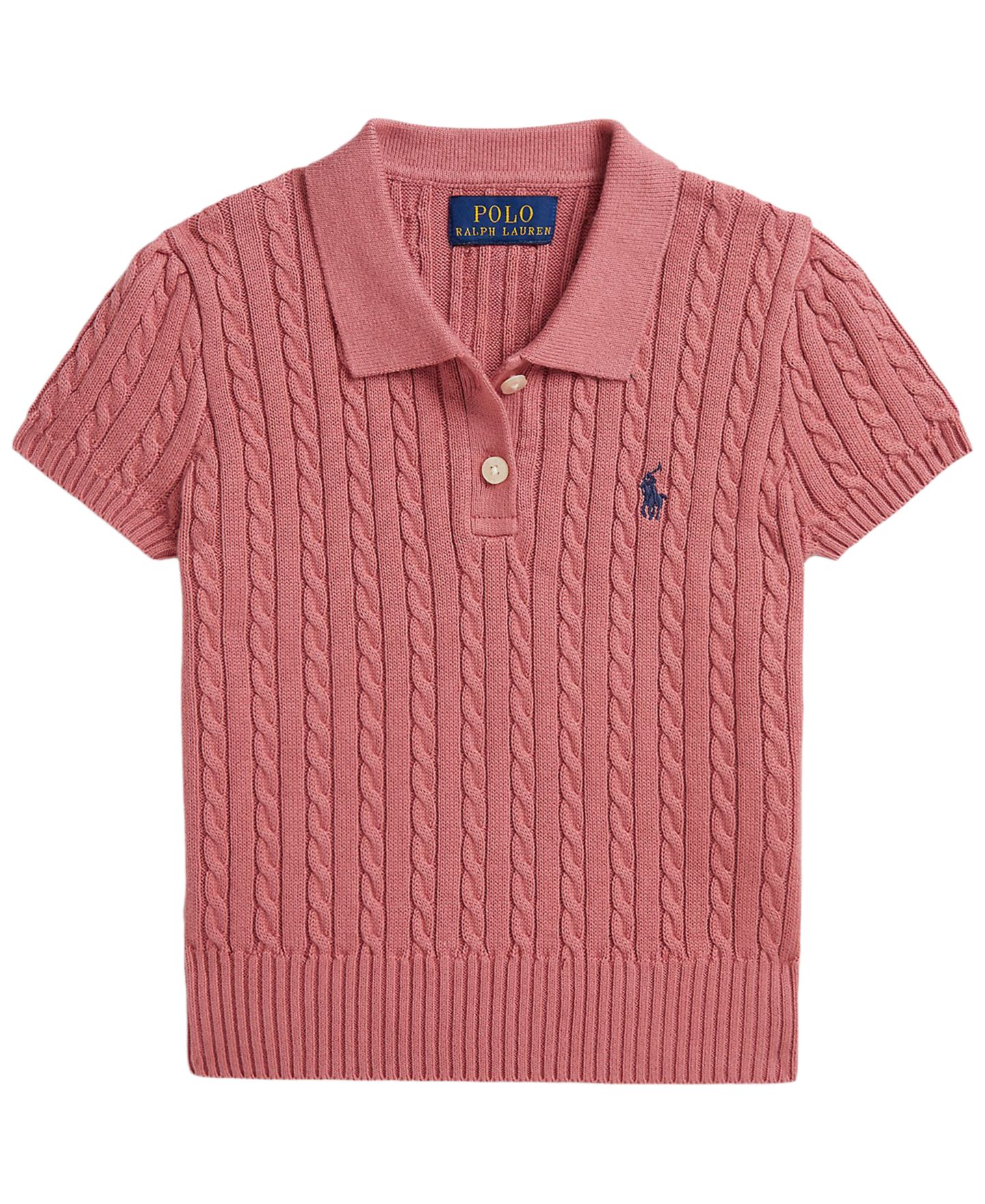 Свитер Polo Ralph Lauren Short-Sleeve Polo Sweater для девочек, цвет: Холщовый розовый — фото 4