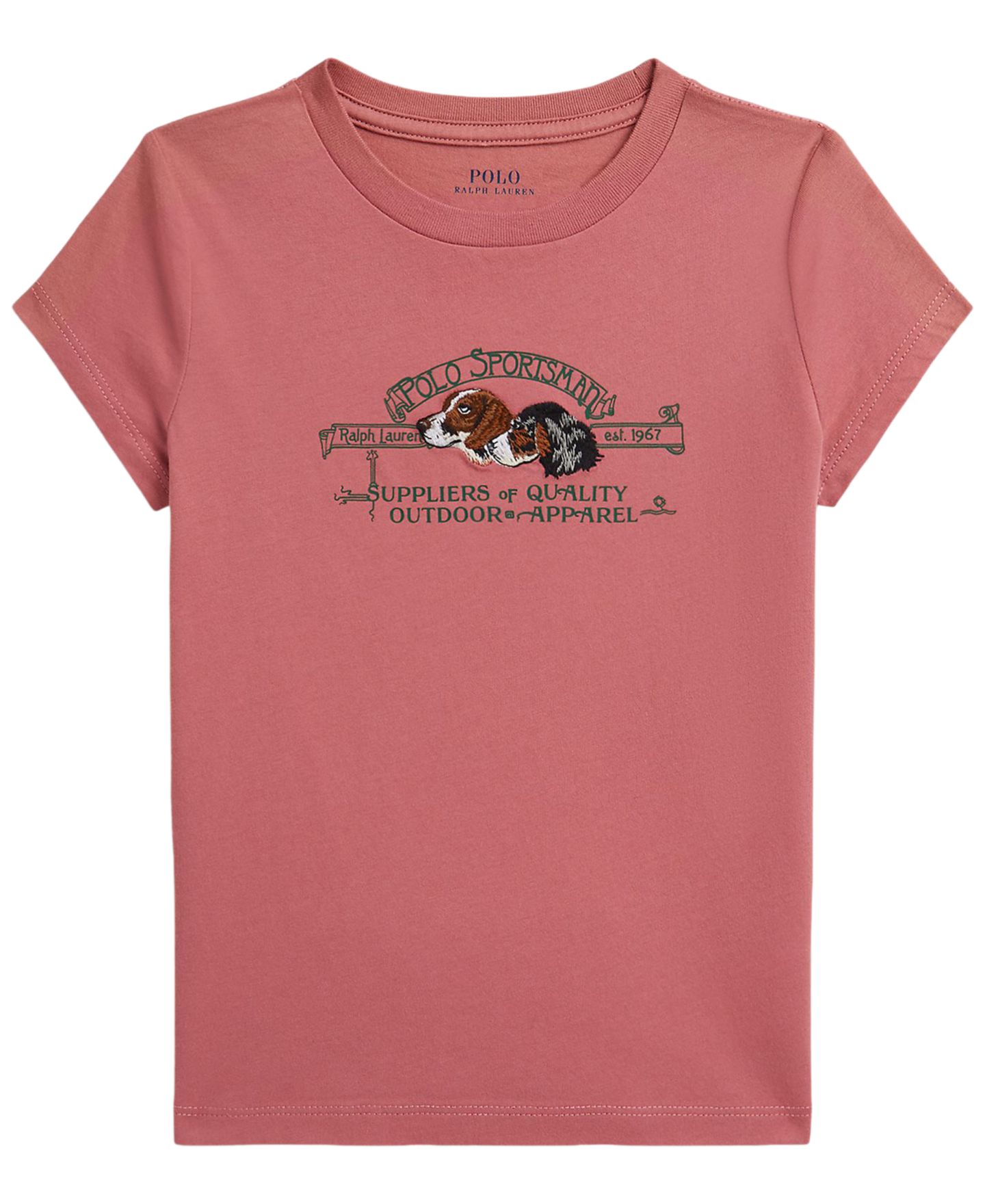 Футболка Polo Ralph Lauren Polo Sportsman Short-Sleeve для девочек, цвет: Холщовый розовый — фото 1