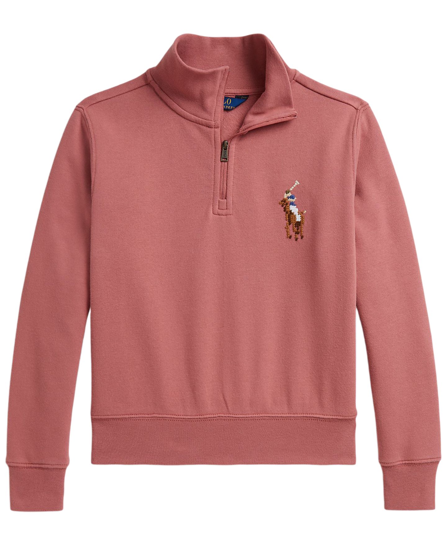 Толстовка Polo Ralph Lauren Quarter-Zip Long-Sleeve Sweatshirt для девочек, цвет: Холщовый розовый — фото 4