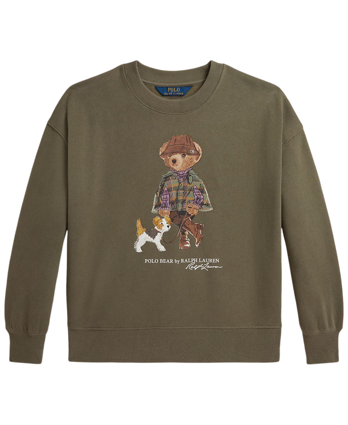 Толстовка Polo Ralph Lauren Polo Bear Long-Sleeve Sweatshirt для девочек, цвет: Оливковый — фото 4