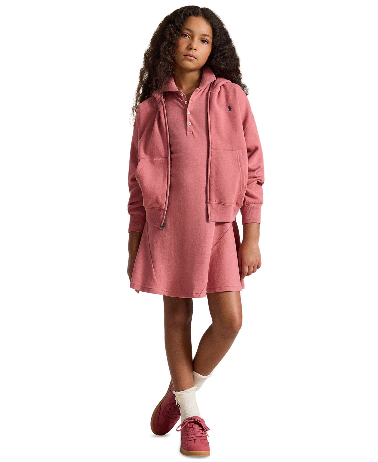 Худи Polo Ralph Lauren Long-Sleeve Full-Zip для девочек, цвет: Холщовый розовый — фото 2