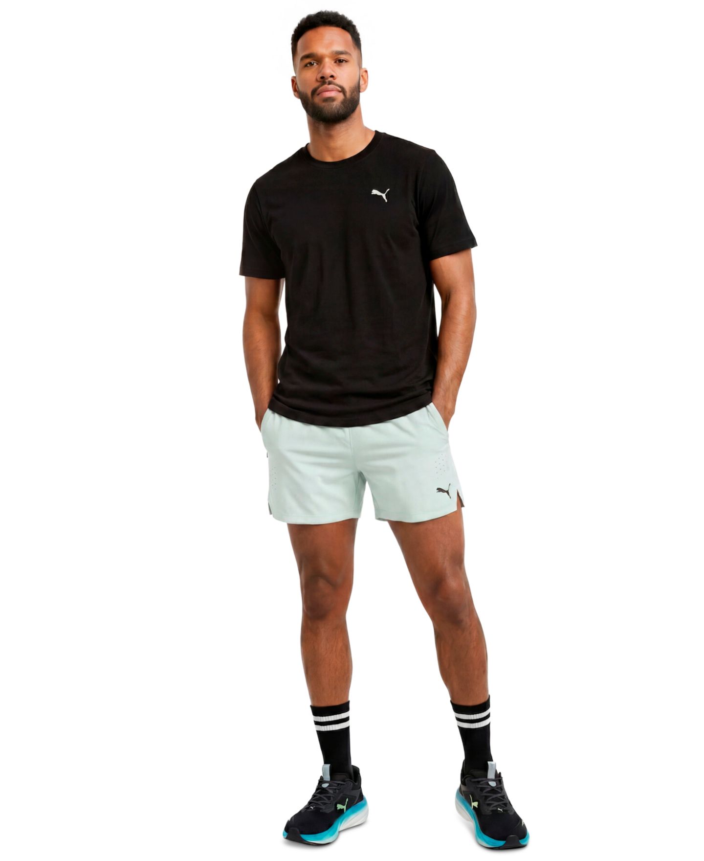Мужские шорты Puma Power Mode Woven Regular-Fit Shorts, 5" Inseam, цвет: Кремовый мятный — фото 2