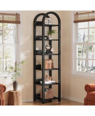 6-Tier Narrow Bookshelf, 71" Tall Arched Bookcase with Shelves for Small Space