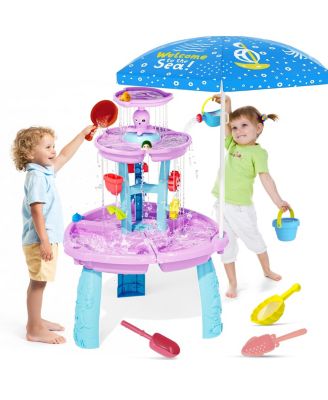 Water Tables Kids Umbrella Beach Sandbox Summer Outdoor Play
