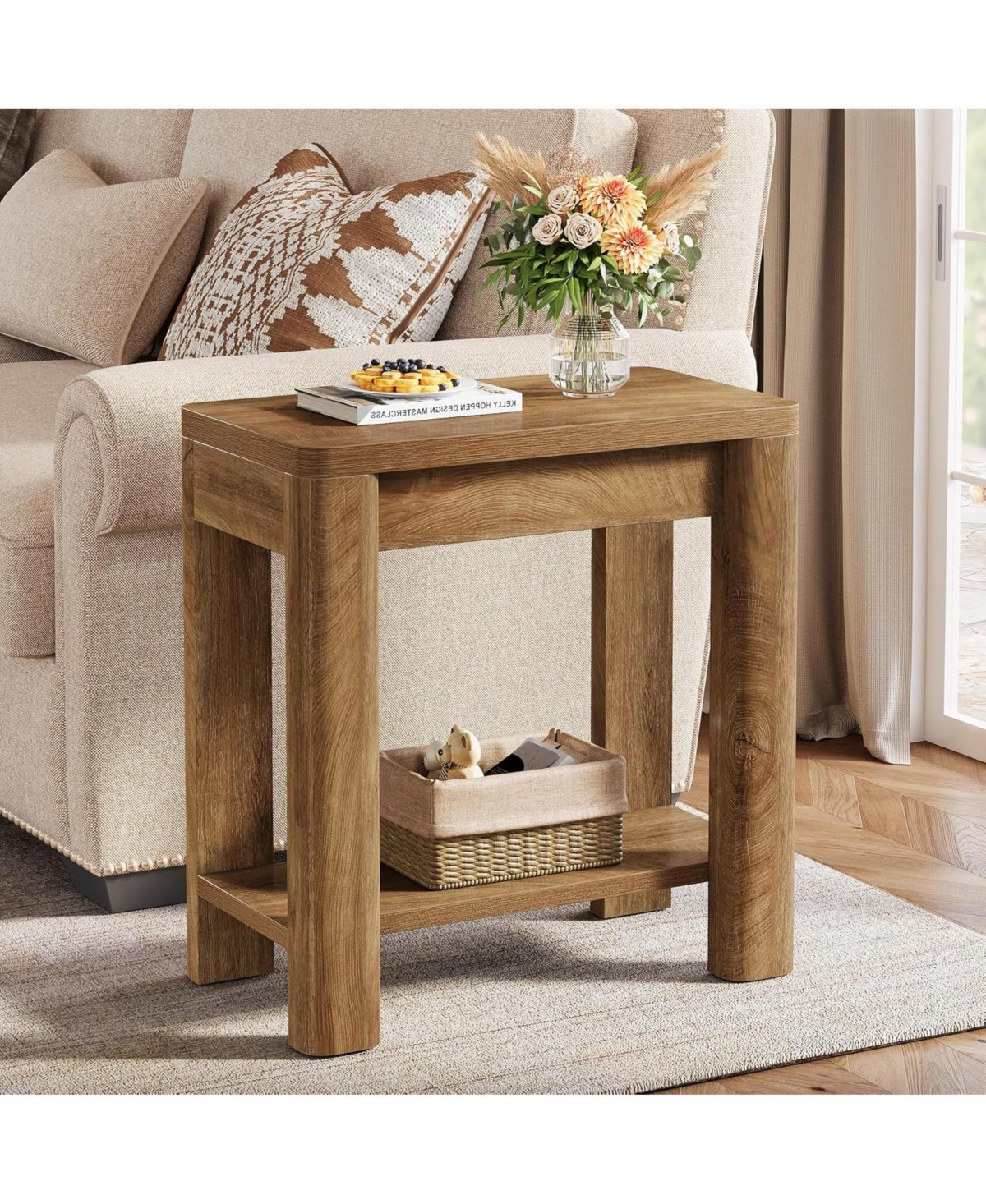 Tribesigns End Table Set of 2, Farmhouse Bedside Table for Living Room, Bedroom