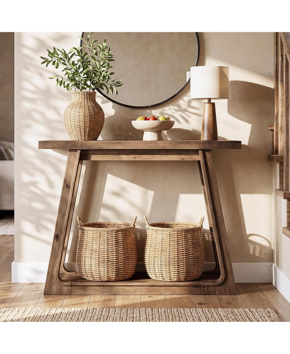Tribesigns Solid Wood Entryway Console Table with Storage, 41-Inch 2-Tier Sofa Table Behind the Couch, Farmhouse Narrow Hallway Furniture