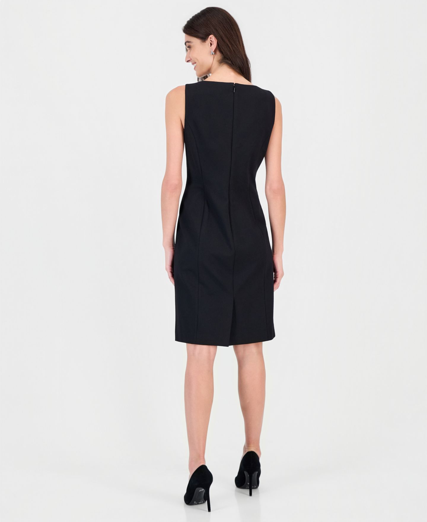 Женское платье Kasper Sleeveless Compression Boat Neck Sheath, цвет: Чёрный — фото 2