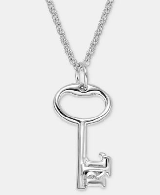 Logo Key Pendant Necklace, 18" + 3" extender