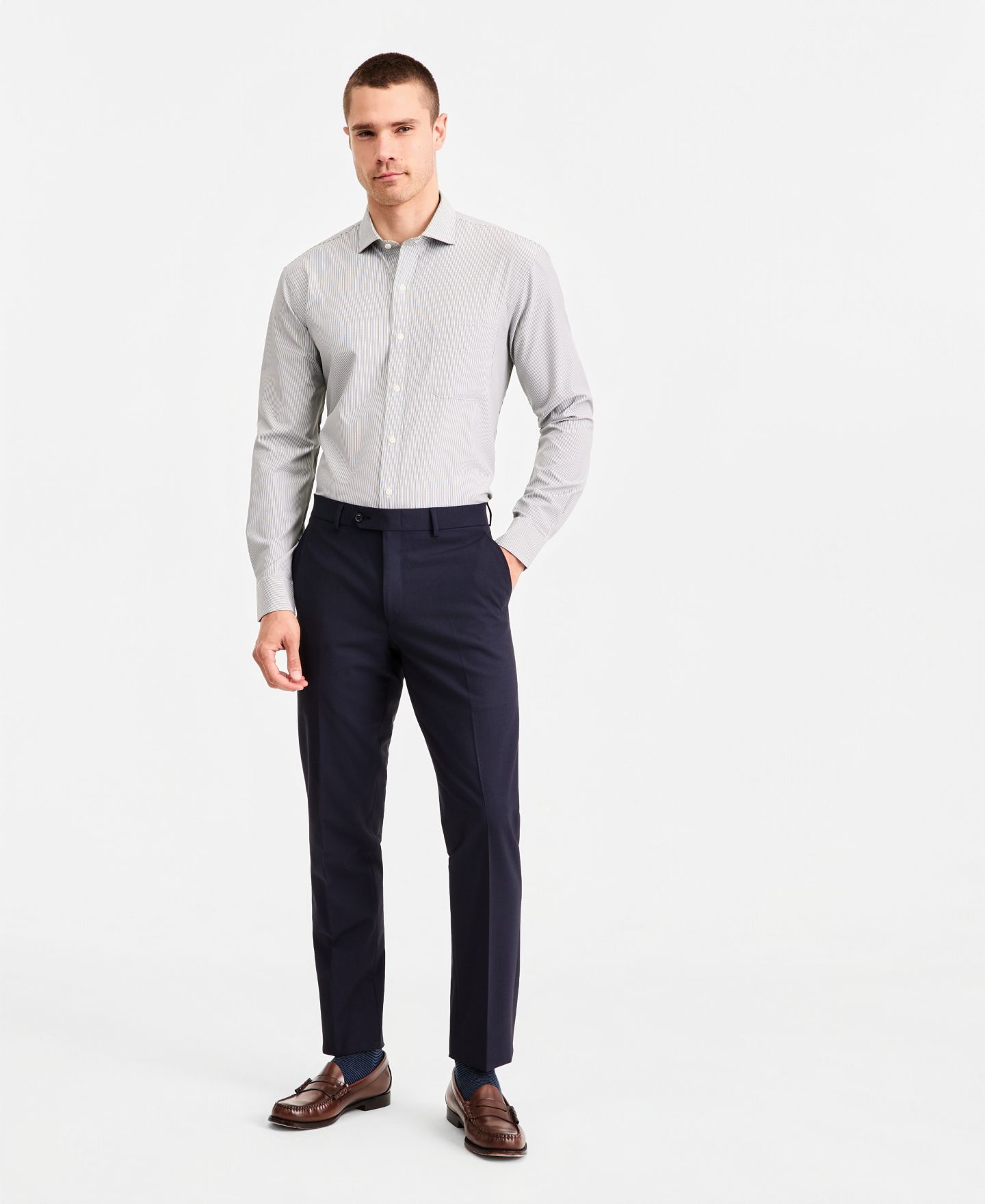 Мужская рубашка Club Room Traveler Dress Shirt, цвет: Светлый зелёный — фото 5