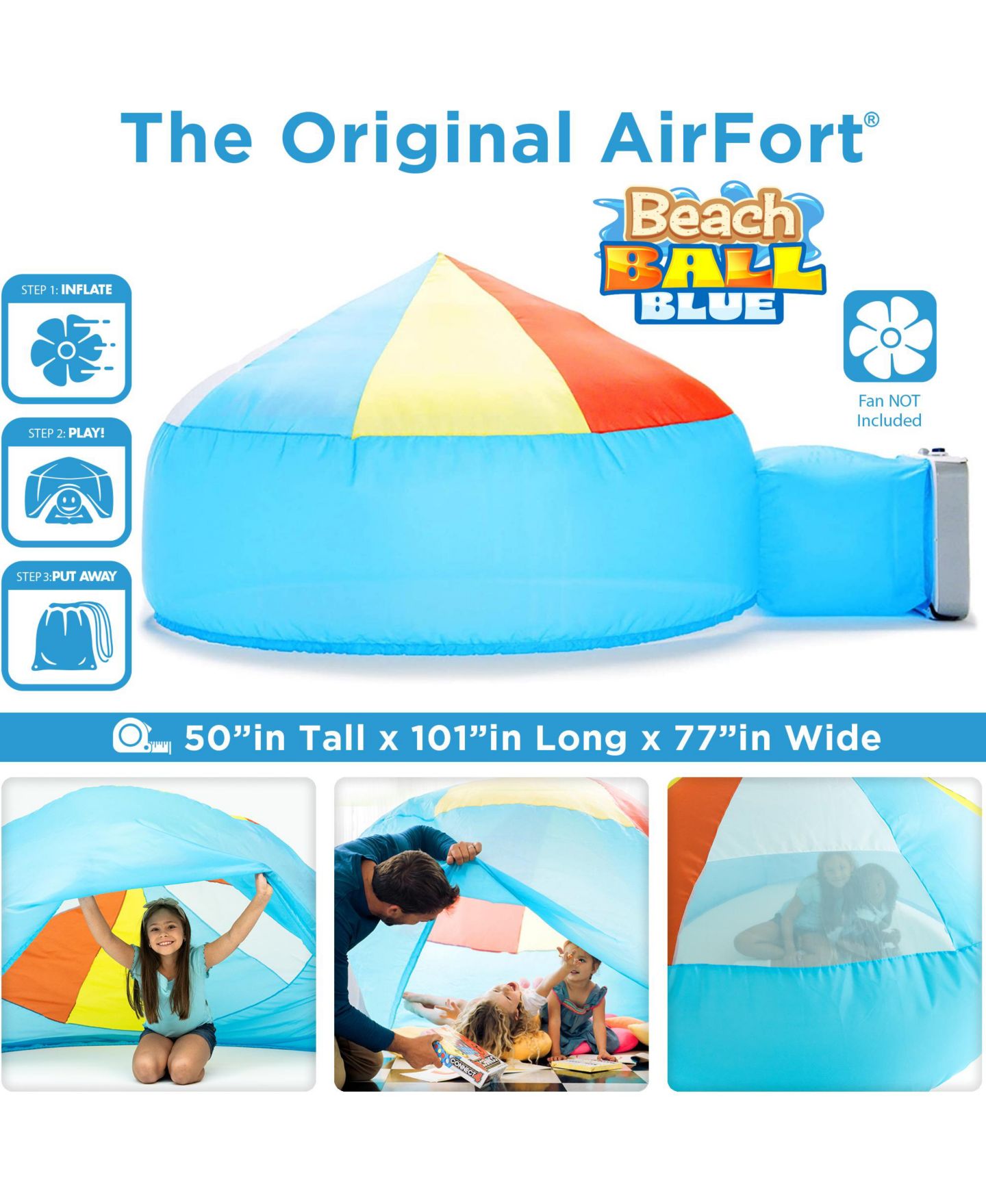 Детская игрушка AirFort Inflatable Fort for Kids, Builds in 30 Sec, Play Tent Age 3+, цвет: Синий — фото 2