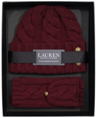 Convertible Cable Beanie and Mittens Set