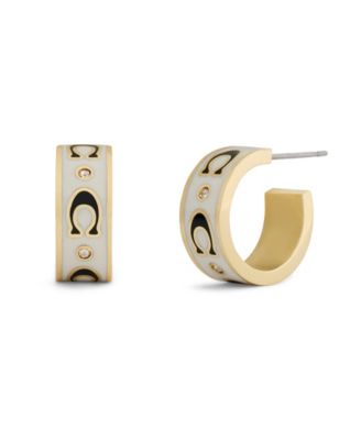 Faux-Stone Signature C Enamel Huggie Earrings