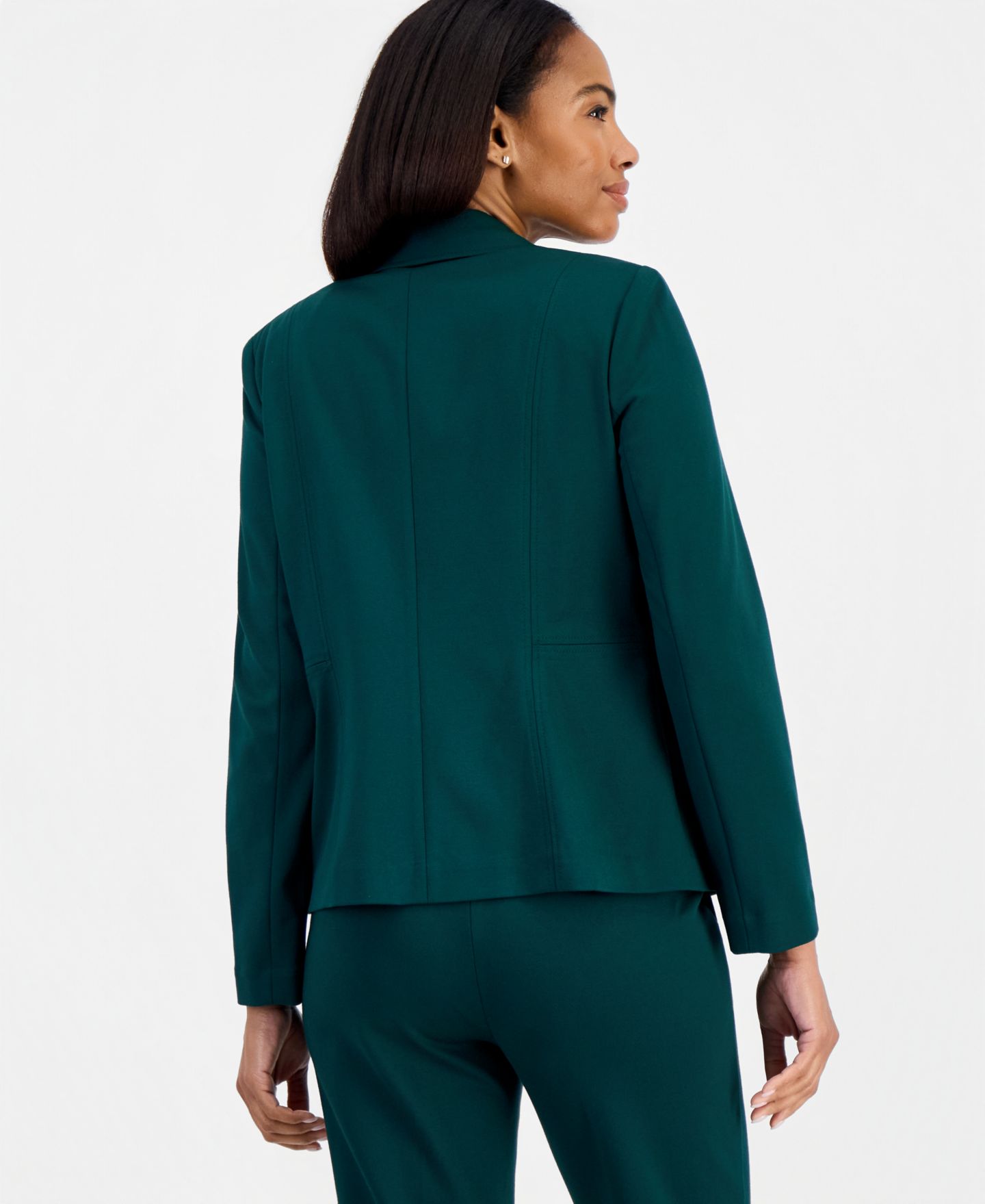 Женский пиджак Kasper Long Sleeve Compression One Button Blazer, цвет: Вечнозелёный — фото 4