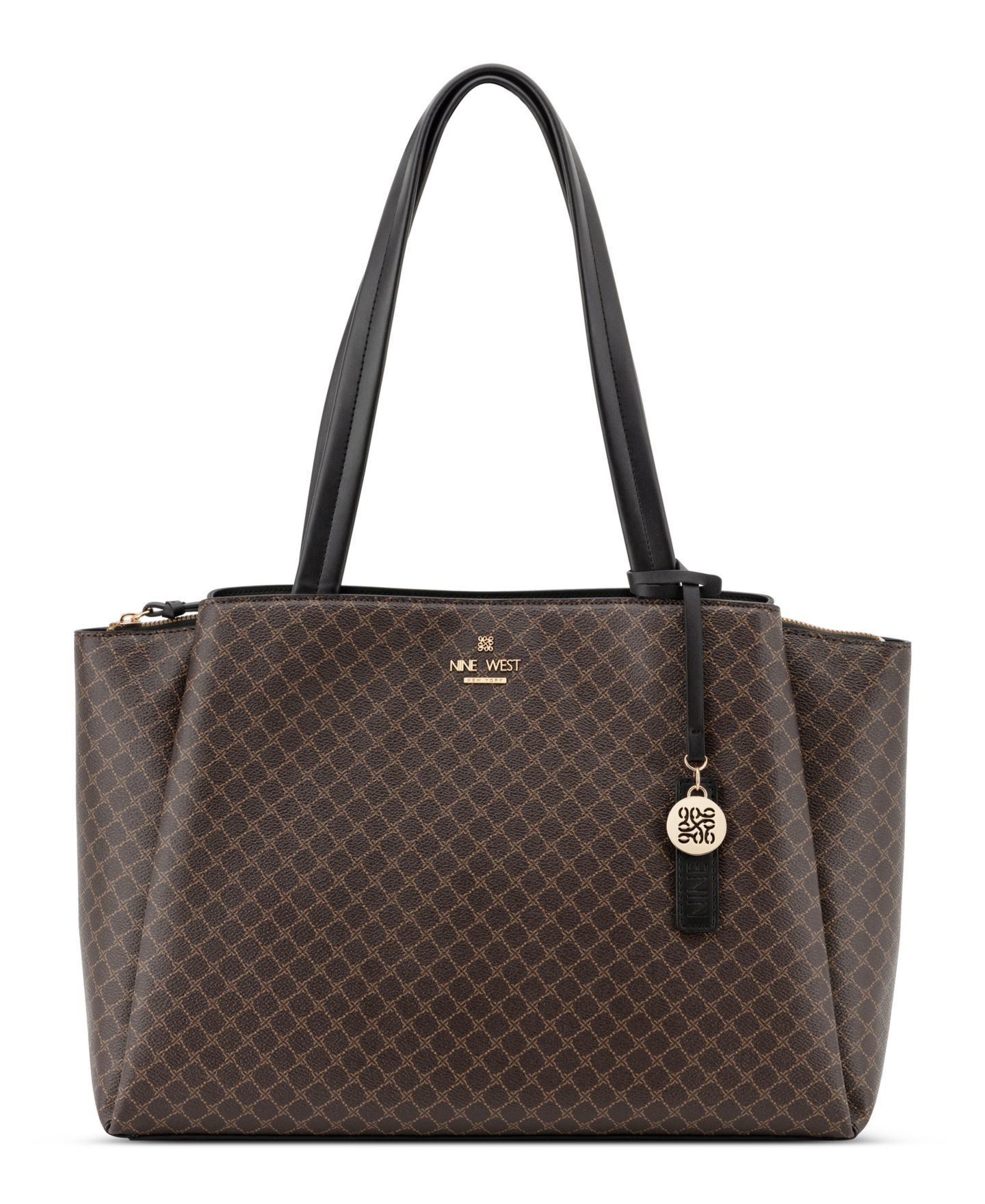 Женская сумка Nine West Luela Tech Extra-Large Tote Handbag, цвет: Чёрный / Коричневый — фото 1