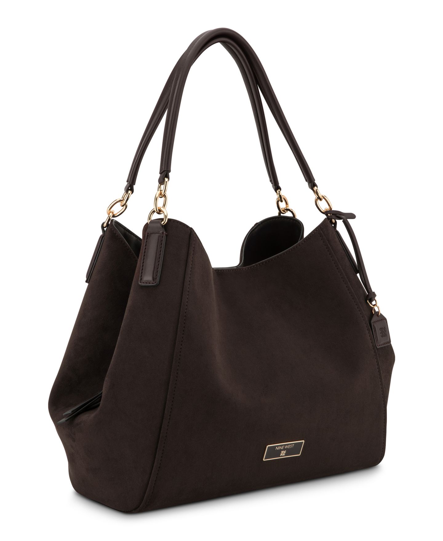 Женская сумка Nine West Deacon Triple Compartment Large Shoulder Handbag, цвет: Тёмно-коричневый — фото 3