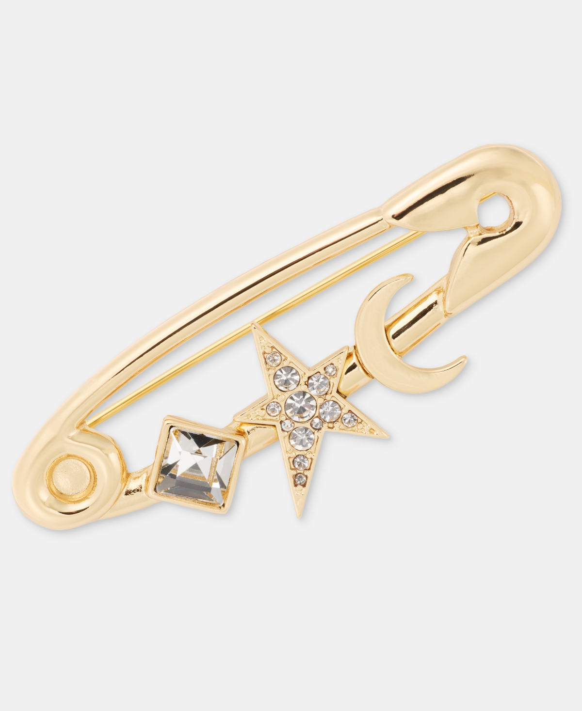 Karl Lagerfeld Paris Crystal Star & Moon Safety Pin Brooch