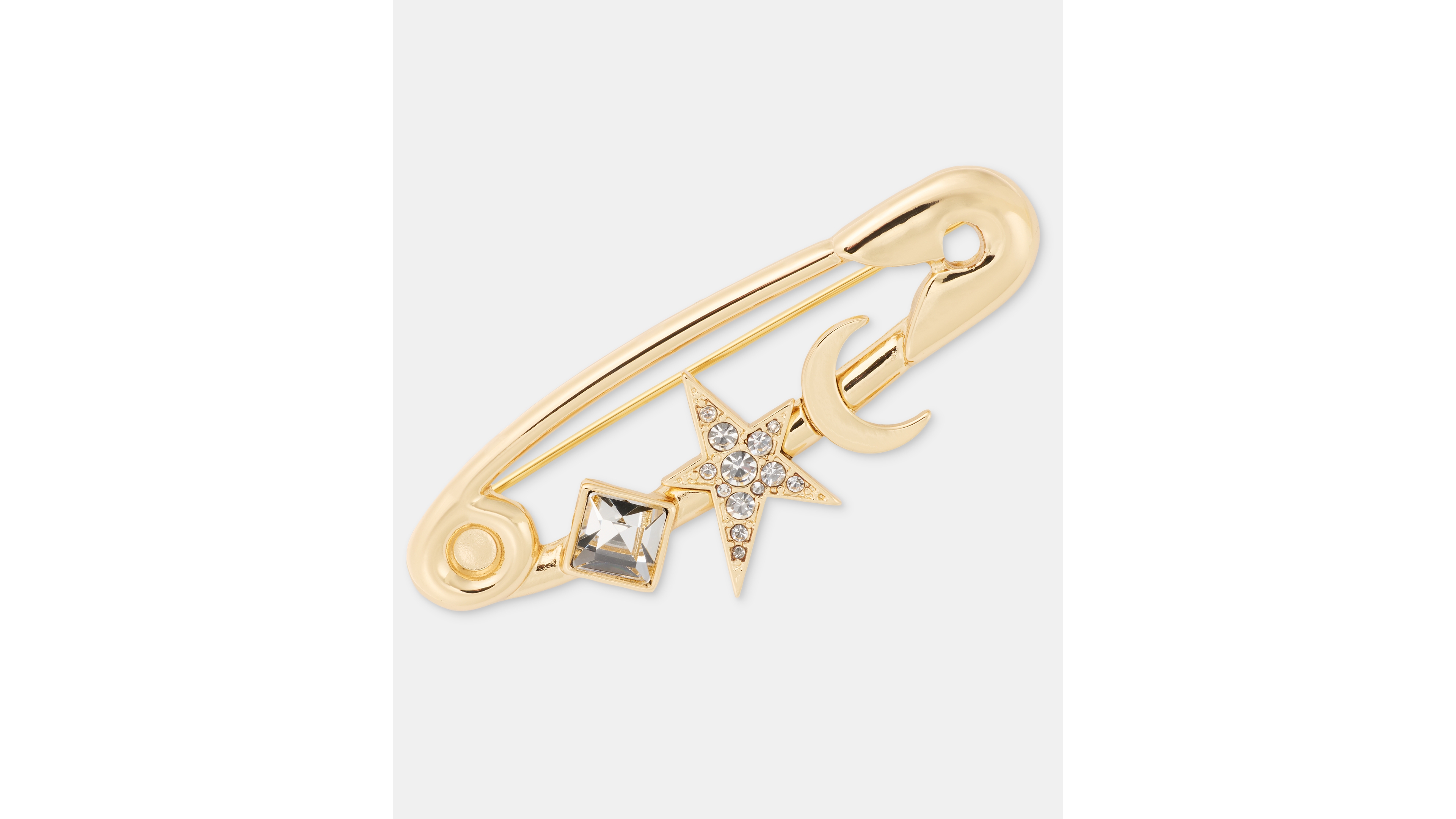 Karl Lagerfeld Paris Crystal Star & Moon Safety Pin Brooch