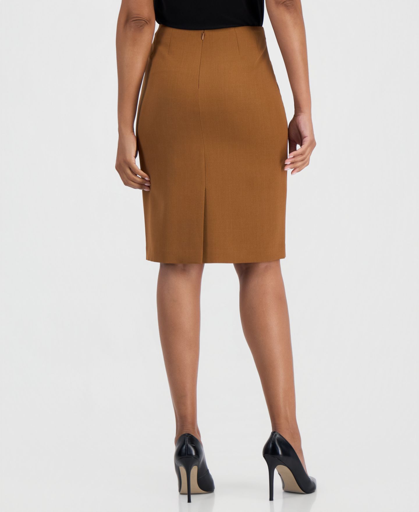 Женская юбка Kasper Slim Pencil High-Waisted Knee-Length, цвет: Коричный — фото 2