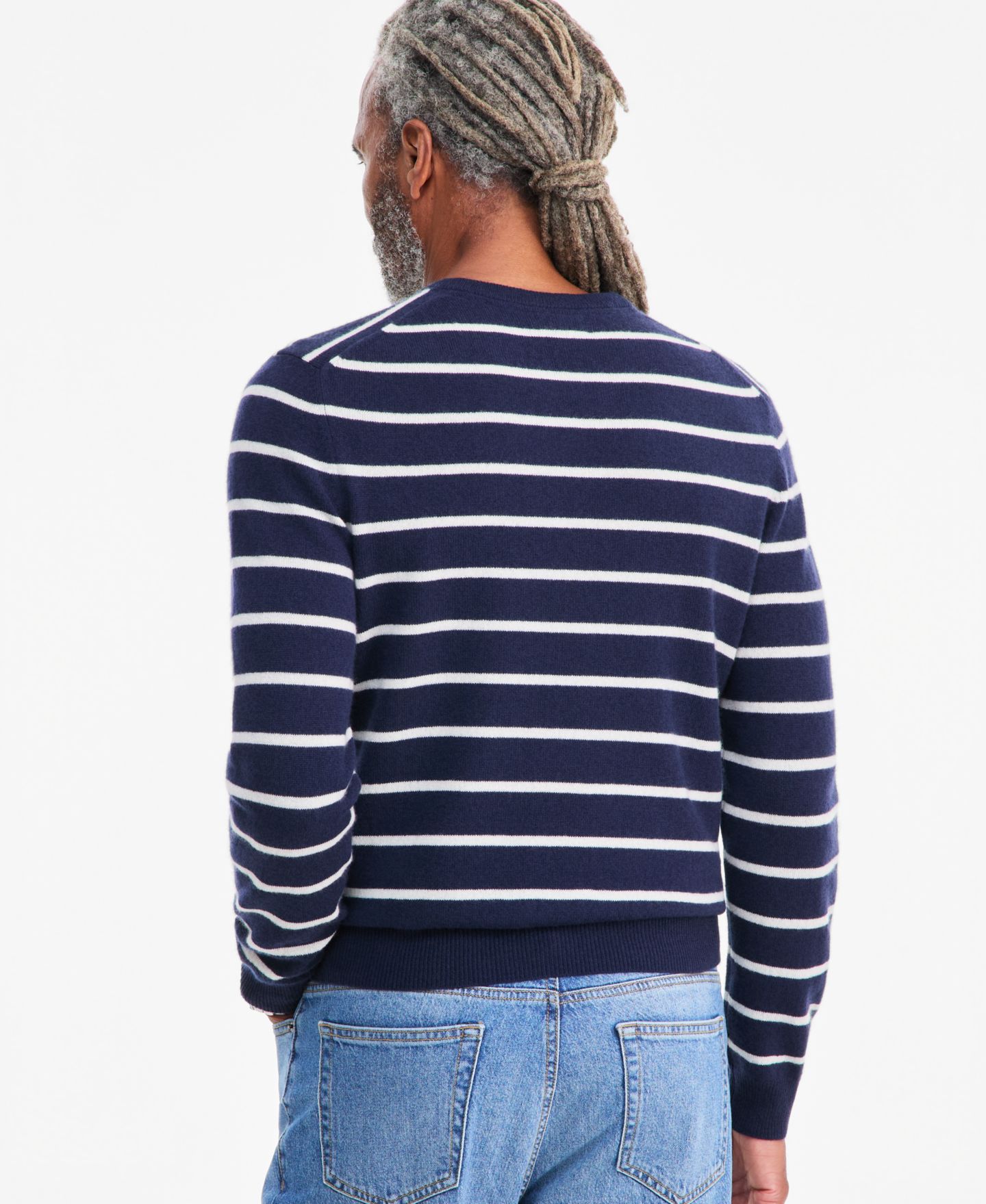 Мужской свитер Club Room Cashmere Sailor Stripe, цвет: Тёмный угольный — фото 9