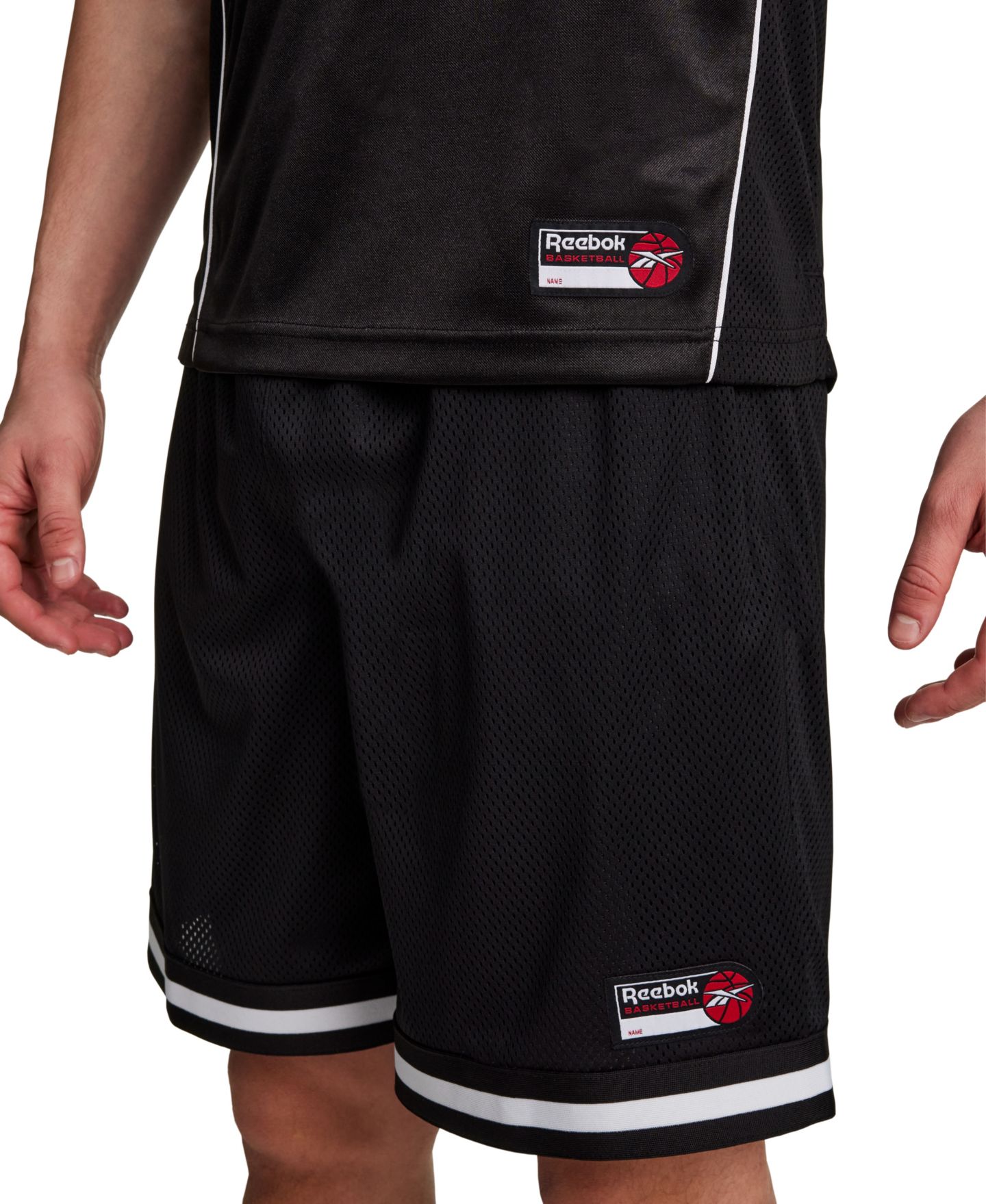 Мужские шорты Reebok Elastic Waistband Mesh Shorts, Inseam 9", цвет: Чёрный — фото 1