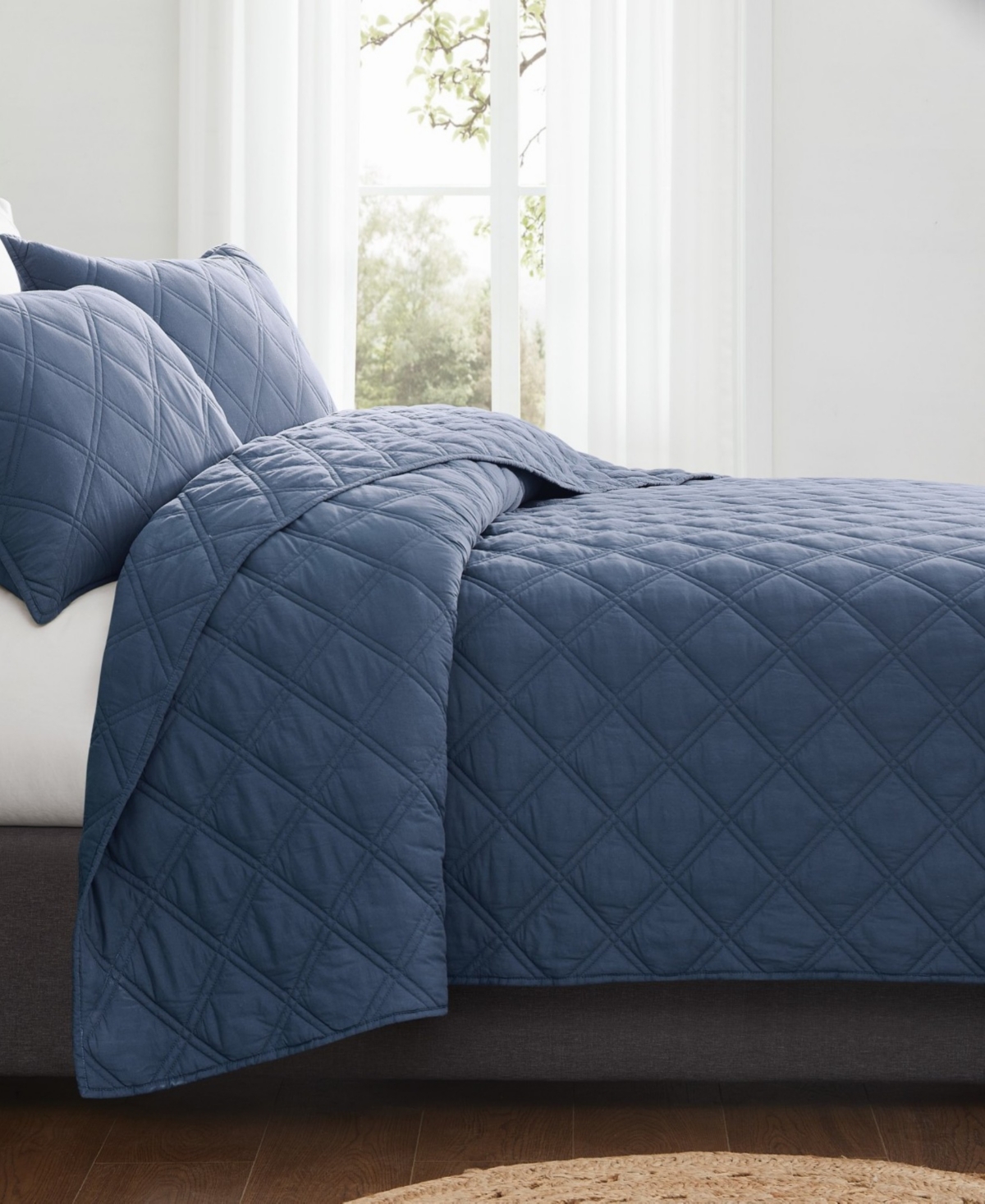 Brooklyn Loom Diamond Washed Cotton -Piece Quilt Set