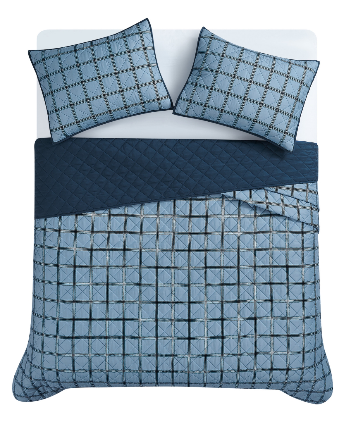 Cannon Luka Grid Plaid 3-Piece Quilt Set