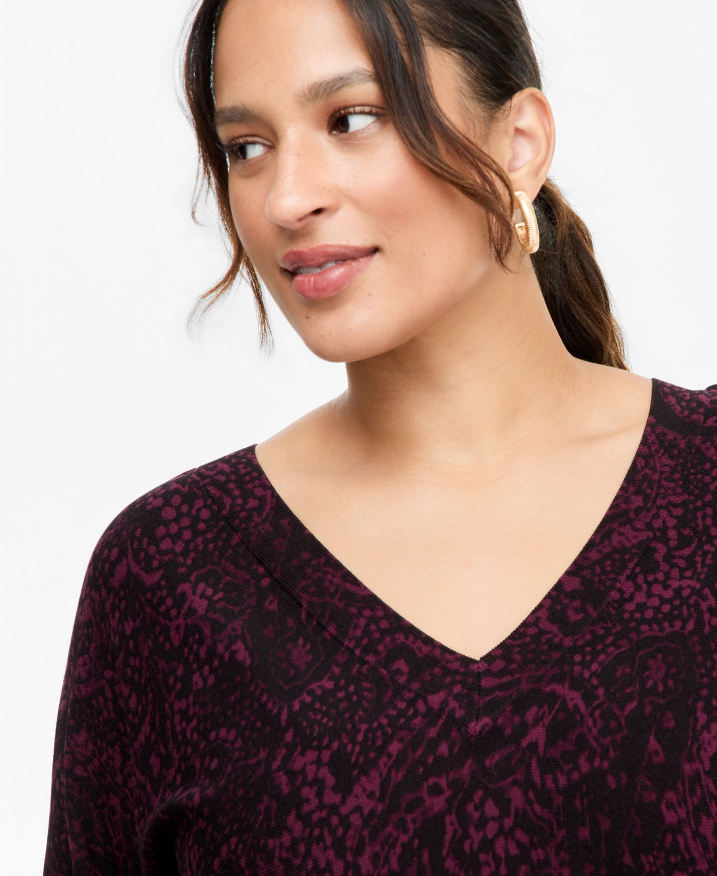 Женский свитер I.N.C. International Concepts Plus Size Paisley V-Neck Long-Sleeve Sweater, цвет: Fiona Paisley — фото 4
